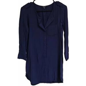 Madewell Womens Cargo Tunic Dress Navy Blue Size XS Long Sleeve